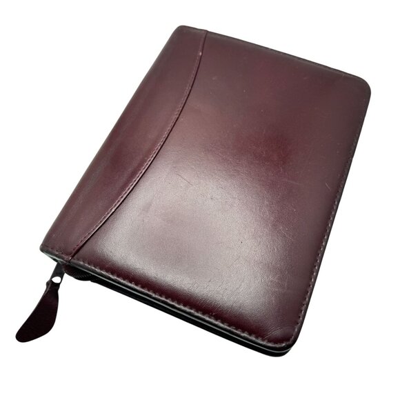 Franklin Quest Full Grain Aniline Leather Burgundy Planner Compact Sz 6-Ring - Picture 1 of 16